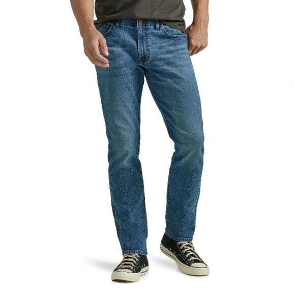 Men's Straight Tapered Active Stretch Blue Denim Jeans Pants Size 40X32 - Picture 4 of 8
